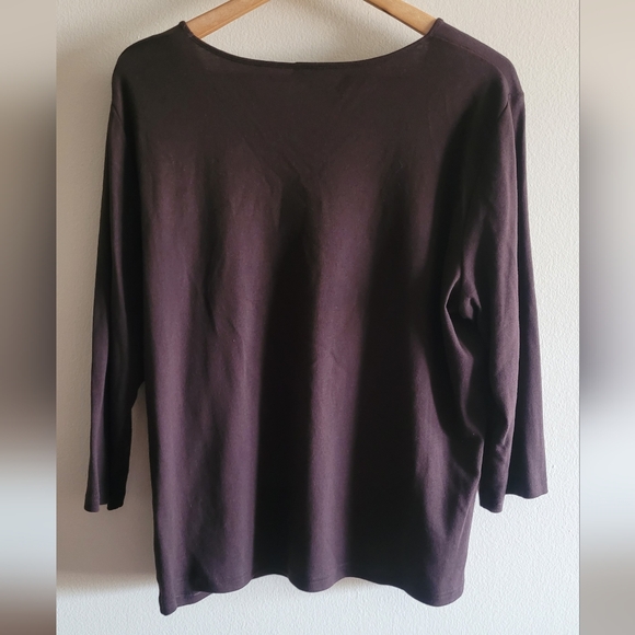 Karen Scott bead and sequin embellished fall top Women's XL brown - Picture 5 of 7